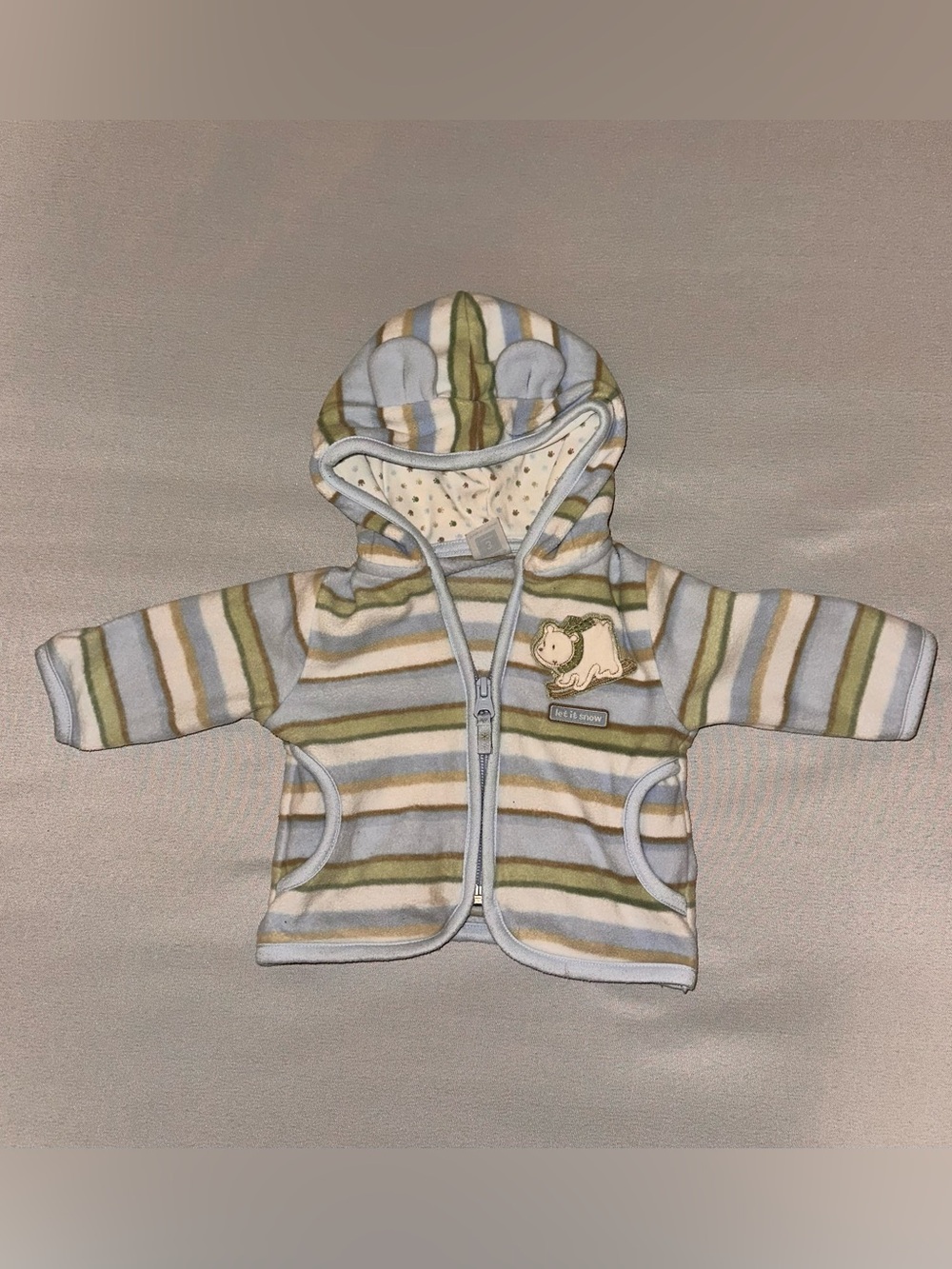Carter's Striped Hooded Baby Jacket in Blue, Green & Cream